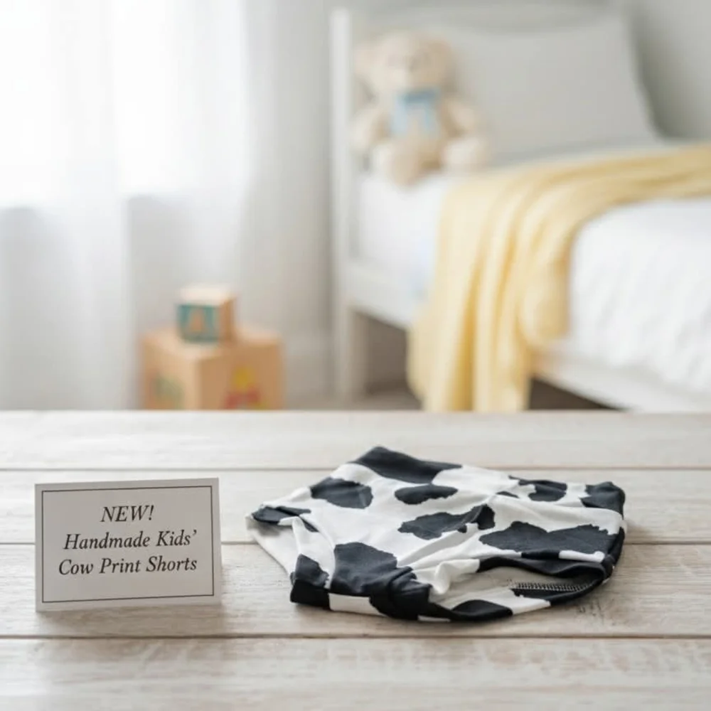 Handmade Kids' Cow Print Bummie Shorts